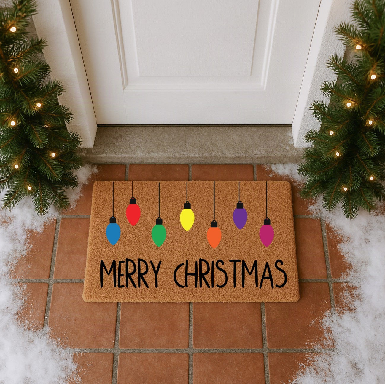 Merry Christmas Lights Doormat