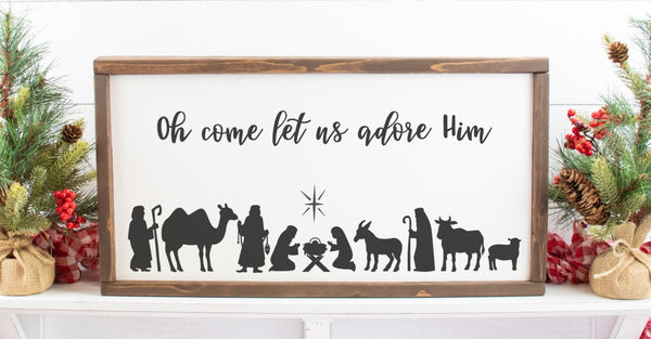 O Come Let Us Adore Him Reverse Canvas